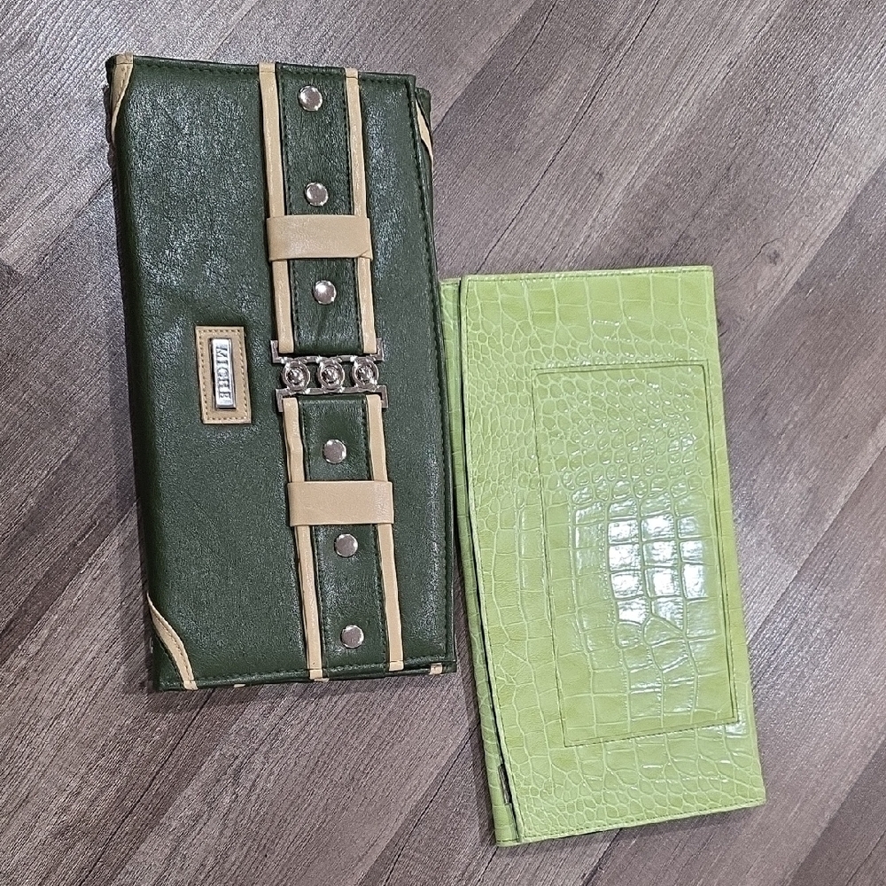 MICHE Convertible Bag Shell Sleeves Khaki Croc Lime Green 6x12 Preppy Classy